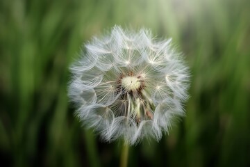 Fototapeta premium Close up of a dandelion seed head in soft focus