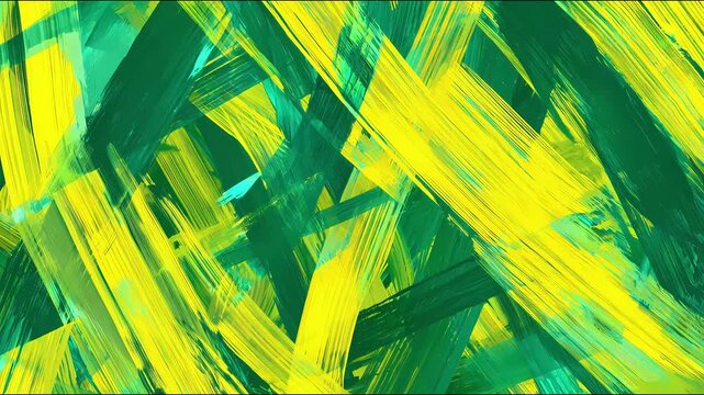 Vibrant abstract brushstrokes in motion ? dynamic green and yellow patterns