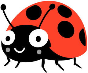 Obraz premium Vibrant Red Ladybug with Big Charming Eyes on a Transparent Background - Perfect for Nature and Children's Education Projects