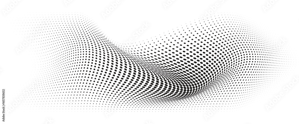 Aufkleber flowing wave dot halftone pattern: curve gradient shape on transparent background. suitable for ai, 