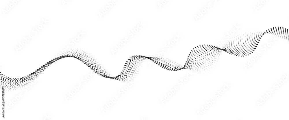 Poster flowing dot wave halftone gradient pattern on transparent background
