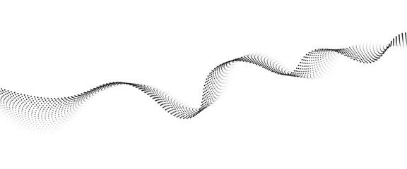 Flowing Dot Wave halftone gradient pattern on transparent background	
