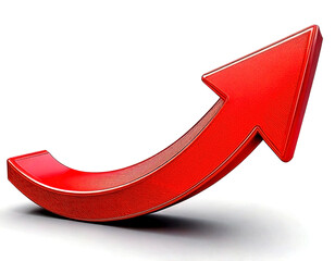3D red chart with arrow up - business success, isolated on white background