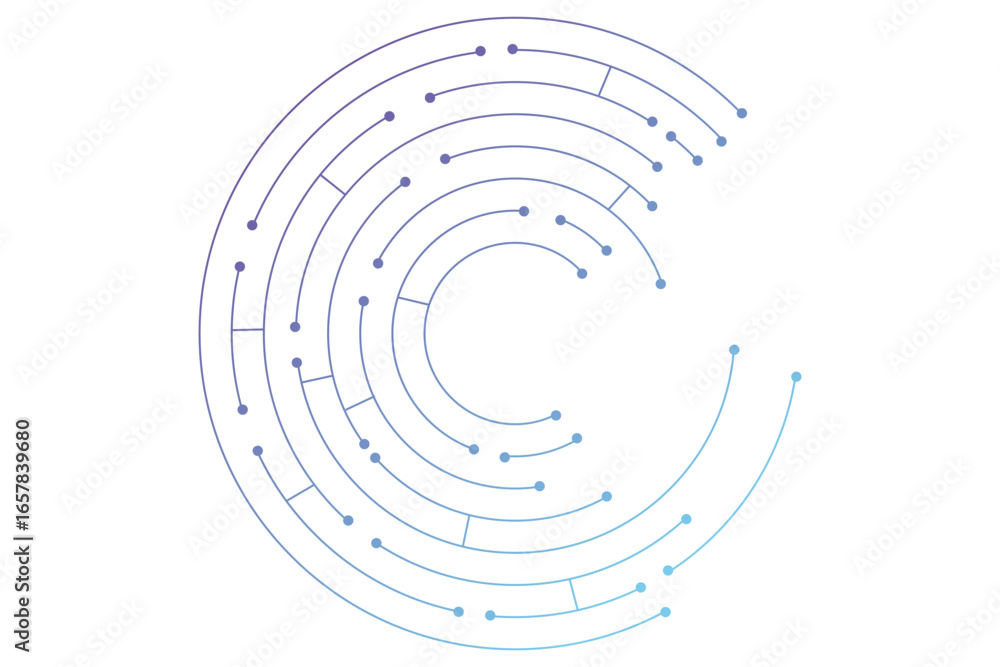 Wall mural circuit board circle line dots connection. motherboard electronic technology data, electrical board,
