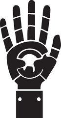 Robotic Hand Manipulator Black Silhouette Vector Icon


