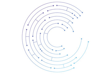 Circuit board circle line dots connection. Motherboard electronic technology data, electrical board, cpu. Programming science, computer system elements
