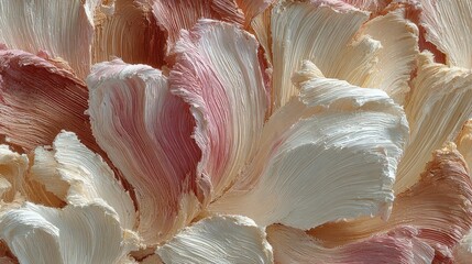 Abstract texture of layered, pale peach and cream petals