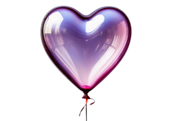 Glass heart shape balloon isolated on transparent or white background
