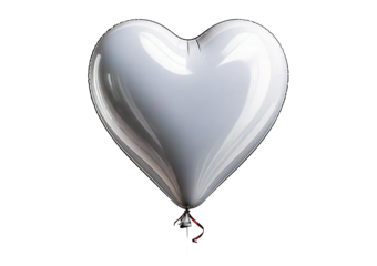 White heart shape balloon isolated on transparent or white background