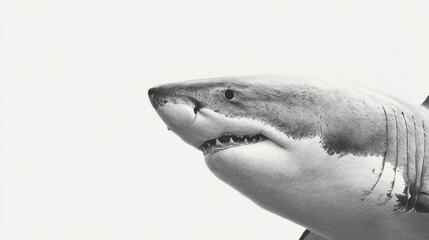 Naklejka premium stunning portrait of shark captured with minimalism in focus against clean background