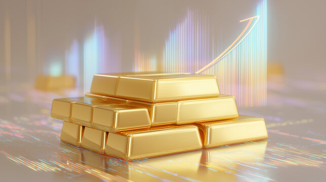 Stack gold bullion bar represent wealth investment finance precious metal anchor economy.