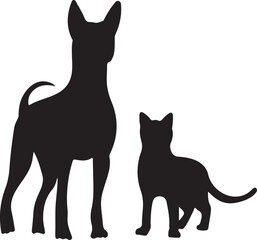 Realistic Cat and Dog Outline Vector Illustration
