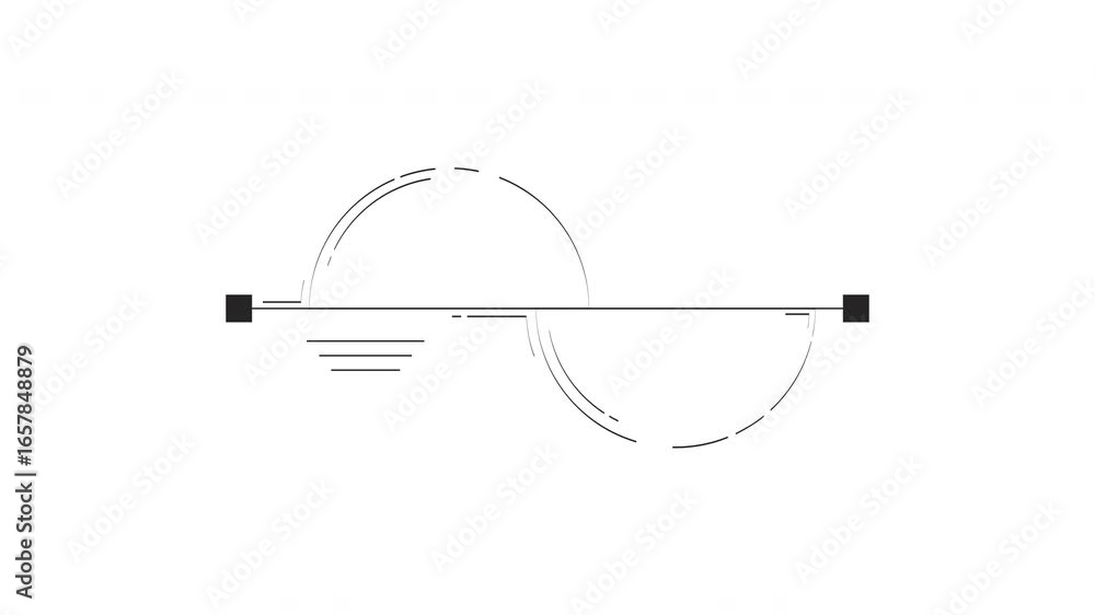 Poster semi-circle graph with line chart outline hand drawn 2d object animation. infographic element. oppos