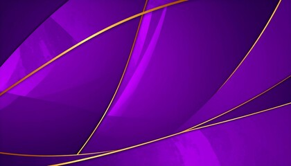 A dynamic design featuring overlapping, glossy, vibrant purple shapes, accented by flowing gold lines, creating an alluring and sophisticated backdrop.