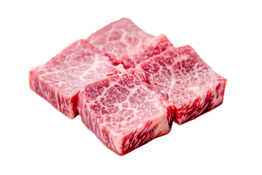 Raw filet mignon steak with marbling isolated on white background