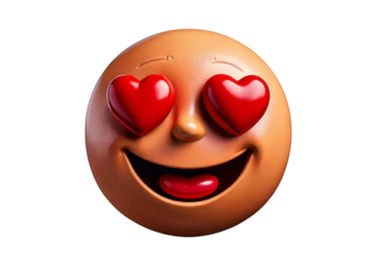 Smiley face with heart. In love emoji.  isolated on transparent or white background