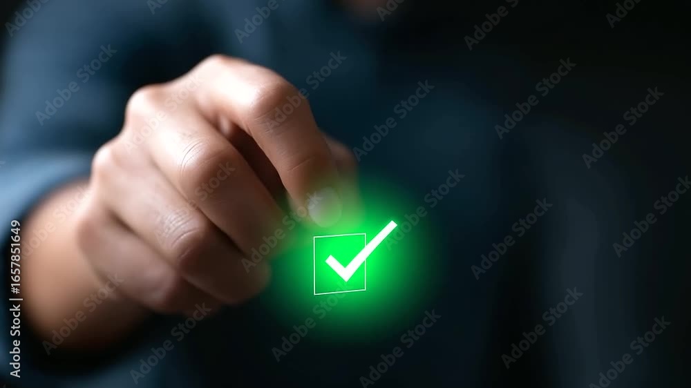 Poster a futuristic holographic interface displaying a digital checklist being completed.