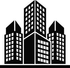 Modern Cityscape Silhouette Vector Icon