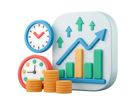 3d finance time isolated on background white