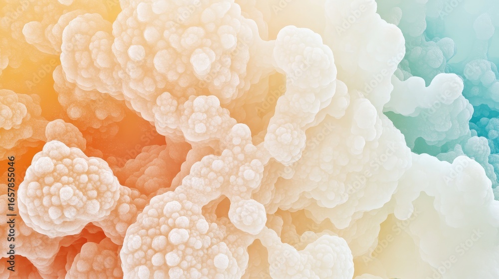 Aufkleber abstract cellular structures with soft rounded forms exhibiting a warm orange to cool blue gradient 