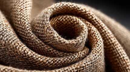Fototapeta premium Close-up of textured, rolled burlap