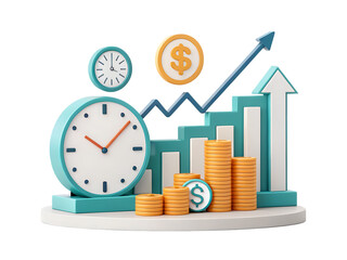 3d finance time isolated on background white