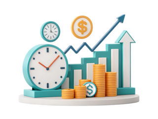 3d finance time isolated on background white