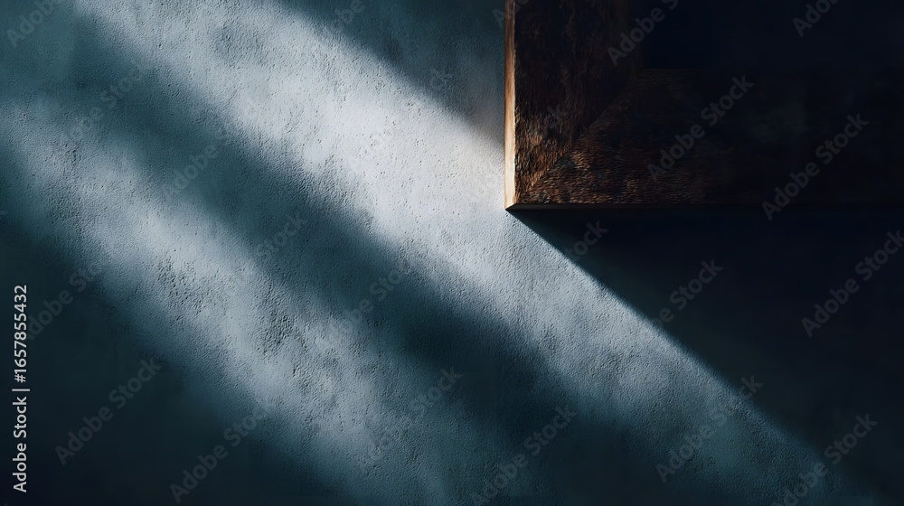 Poster minimalist frame casting long shadow on plain background