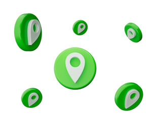 Modern 3D location pin icons for maps, navigation, and place markers, 3d illustration