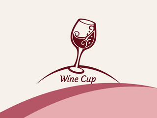 Elegant Black and White Wine Glass with Grapes and Vines , A stylized, black and white graphic of a wine glass surrounded by grape vines and swirls. 