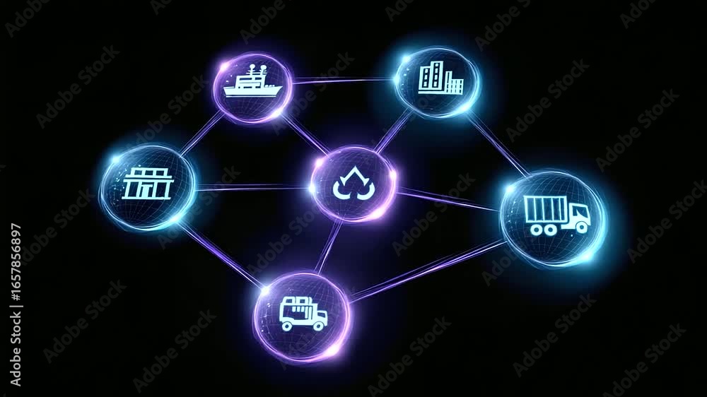 Poster a cutting-edge holographic interface visualizing advanced logistics and supply chain operations.