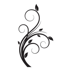 Decorative black floral design with swirls and leaves art