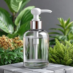 Stylish Pump Bottle Stone Flowers High Resolution Picture