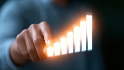 Dynamic 3D bar chart illustrating impressive business growth and achievements, showcasing financial success, corporate progress, market expansion and strategic performance.