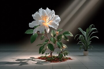 Tranquil white flower bloom high resolution picture