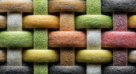 Close-up of colorful woven fabric