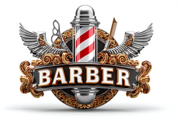 Vintage barbershop pole with wings high resolution picture