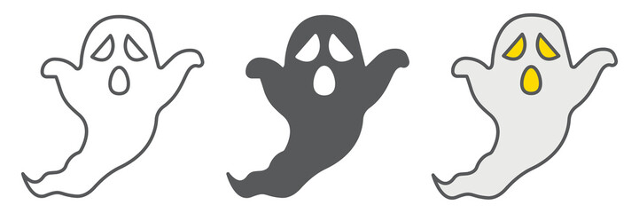 Ghost icon collection, holiday and halloween, ghost vector icon, vector graphics, editable stroke outline sign, eps 10.