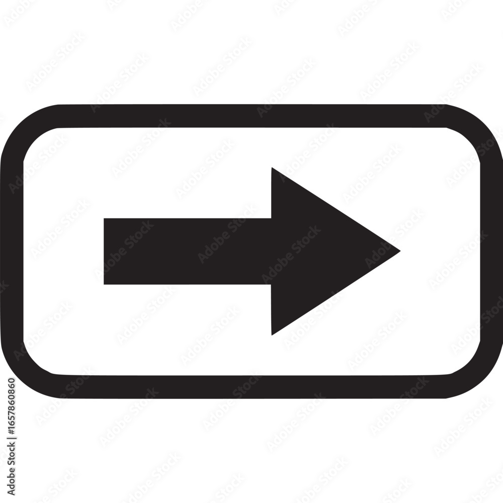 Poster right arrow icon in a rounded rectangle isolated on white background, a simple and clean vector illu