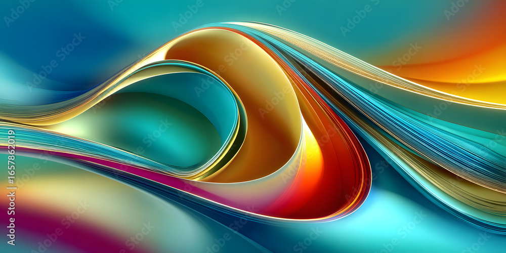 Poster abstract flow of vibrant colors in dynamic waves