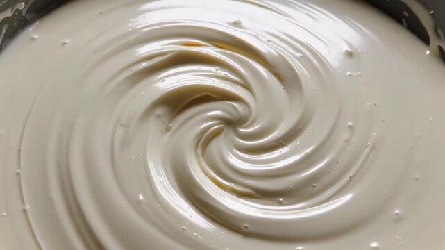 Creamy swirl pattern in white substance