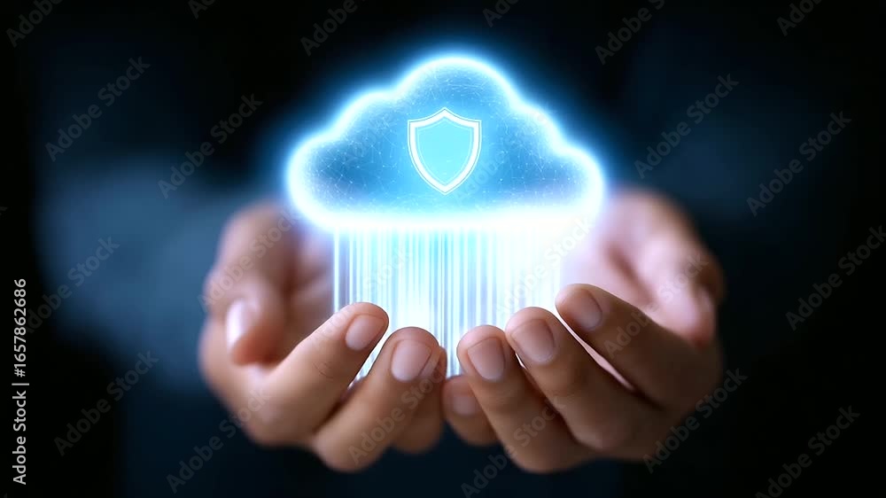 Poster advanced cloud server showcasing robust data management and security features.