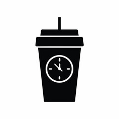 Coffee time icon  vector silhouette illustration isolated on white background