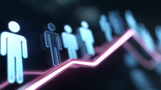 Animated visualization of employee growth through strategic succession planning, highlighting career development, leadership pathways and long-term organizational success.