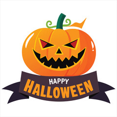 Happy Halloween. Happy Halloween text banner design template. Halloween pumpkin isolated on white background. Happy Halloween logo. Happy Halloween label. Happy Halloween sticker. Happy Halloween post