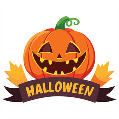 Happy Halloween. Happy Halloween text banner design template. Halloween pumpkin isolated on white background. Happy Halloween logo. Happy Halloween label. Happy Halloween sticker. Happy Halloween post