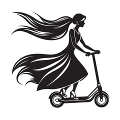 silhouette of a girl with a stroller