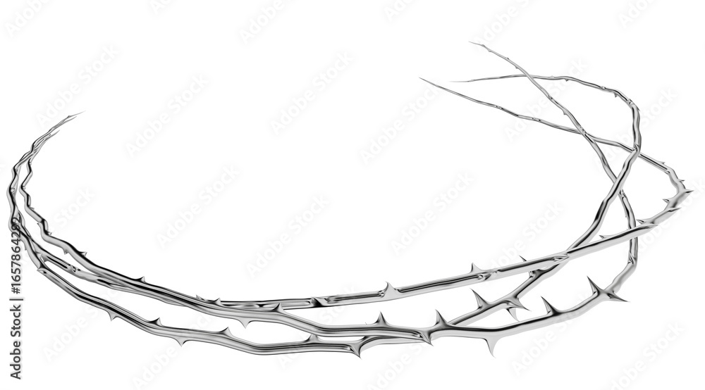 Poster this abstract metallic object features complex, intertwined branches and sharp thorns. a versatile e