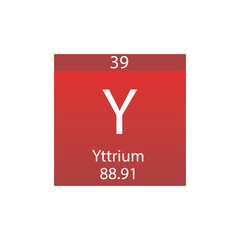 Y Yttrium Transition metal Chemical Element Periodic Table. Simple flat square vector illustration, simple clean style Icon with molar mass and atomic number for Lab, science or chemistry class.