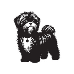 "Elegant Shih Tzu Vector Silhouette Artwork Featuring Distinctive Toy Dog Breed Outline, Fluffy Fur, Loyal Pet Companion Design for Logos, Prints, Clipart, Home Décor, and Creative Projects"
